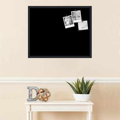 PinPix 30x24 Inch Cork Bulletin Board. This Decorative Framed Pin Board Comes with Solid Black Design and a Satin Black Frame. Ideal for Home Office Decor or Message Board (PinPix-622)