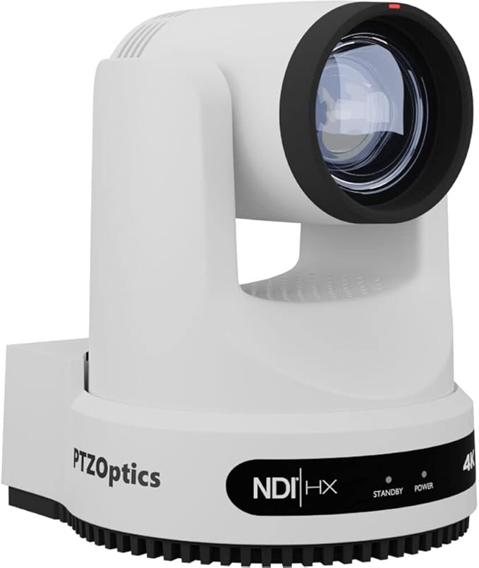 PTZOptics Move 4K SDI/HDMI/USB/IP PTZ Camera with 12x Optical Zoom (White) (PT12X-4K-WH-G3) + Lens Cleaning Kit + HDMI Cable + Ethernet Cable + Color Wire Ties