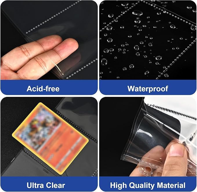 400 Pack 9 Pocket Double Side Card Sleeves Binder Sheets, Holds 7200 Cards, Trading Card Binder Sleeves for 3 Ring Binder, Card Sleeve Pages for Baseball, Football, Business, TCG, Kpop Cards