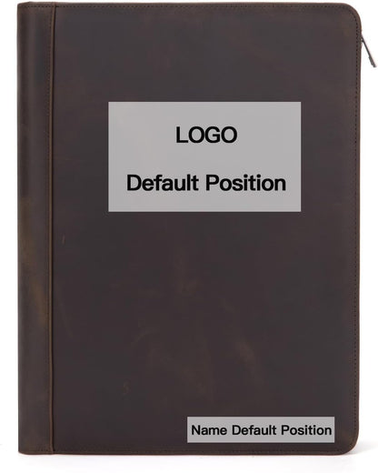 Personalized Genuine Leather Portfolio for Women and Men, Custom Engraved 8.5 x 11 Legal Padfolio, Zippered Notebook Laptop Organizer, Business Executive Folio for Work, Dark Khaki