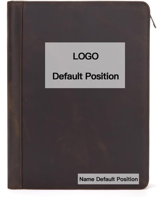 Personalized Genuine Leather Portfolio for Women and Men, Custom Engraved 8.5 x 11 Legal Padfolio, Zippered Notebook Laptop Organizer, Business Executive Folio for Work, Dark Khaki