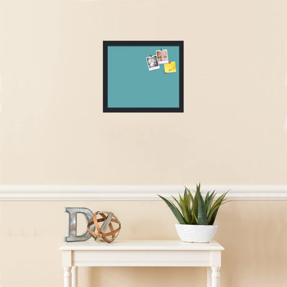 PinPix 15x13 Inch Cork Bulletin Board. This Decorative Framed Pin Board Comes with Aqua Pastel Design and a Satin Black Frame. Ideal for Home Office Decor or Message Board (PinPix-1806)