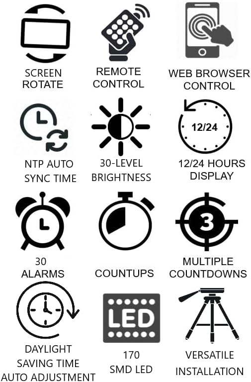 West Ocean Large Smart Digital LED WiFi Wall Clock with 6" Single Digit, Countdown, DST, Multifunction WiFi Smart Wall Clock (White Frame/White Digital)