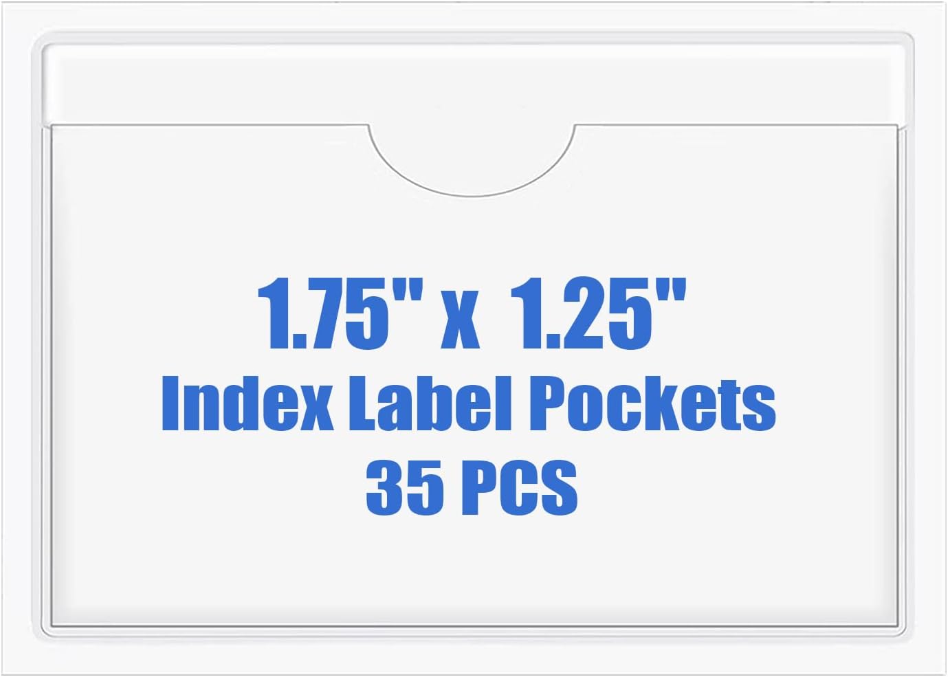 Origin-Joy 35 PCS Self Adhesive Index Card Pockets with Top Open, Clear Plastic Label Holder for Cards of Note, Library and Business, Adhesive Label Pockets & Card Holder (1.75 x 1.25 inch)