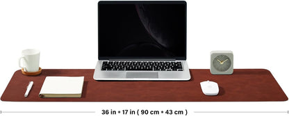 Distressed Leather Desk Mat - Non-Slip PU Desk Pad for Office and Home - Desk Organization and Accessories - Ideal for Large Mouse Pad and Desk Mats on Top of Desks(Mahogany,36"x 17")