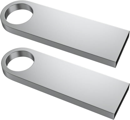 ABLAZE 64GB Flash Drive 2 Pack, Metal USB 2.0 Thumb Drives with Keychains USB Stick Pendrive (Sliver)
