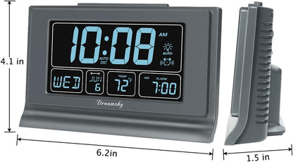 DreamSky Digital Alarm Clock with Battery Backup, 5 Inch Large Display, Auto Set Clock, USB Charging Ports, 12/24H
