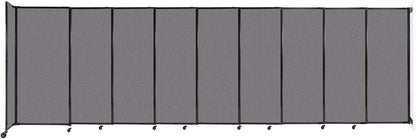 Wall-Mounted Sliding StraightWall Room Divider | Adjustable Widths | Locking Wheels | Room Separator | Up to 19'9" Wide x 6' Tall Slate Fabric Panels