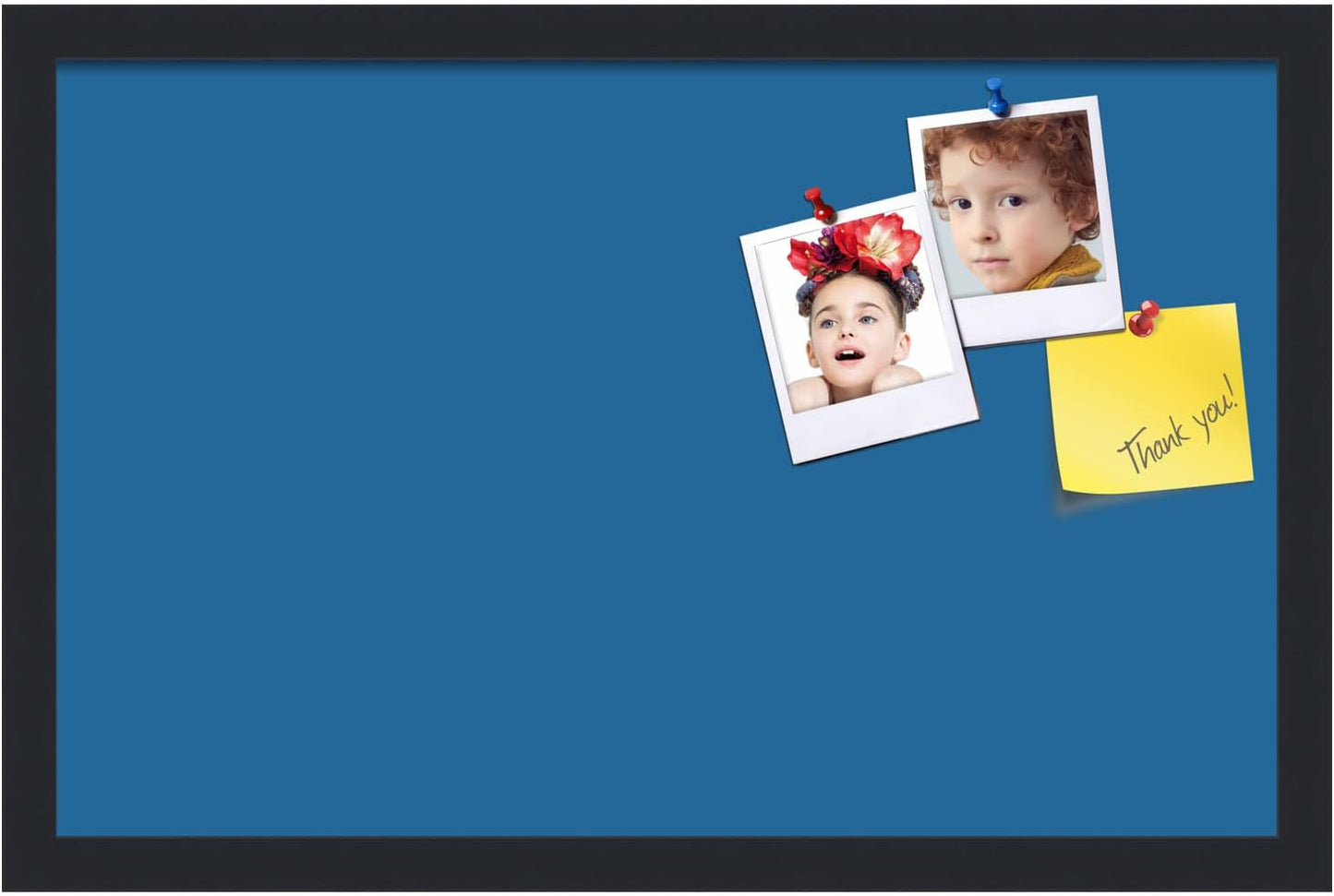 PinPix 22x14 Inch Cork Bulletin Board. This Decorative Framed Pin Board Comes with Navy Pastel Design and a Satin Black Frame. Ideal for Home Office Decor or Message Board (PinPix-1811)