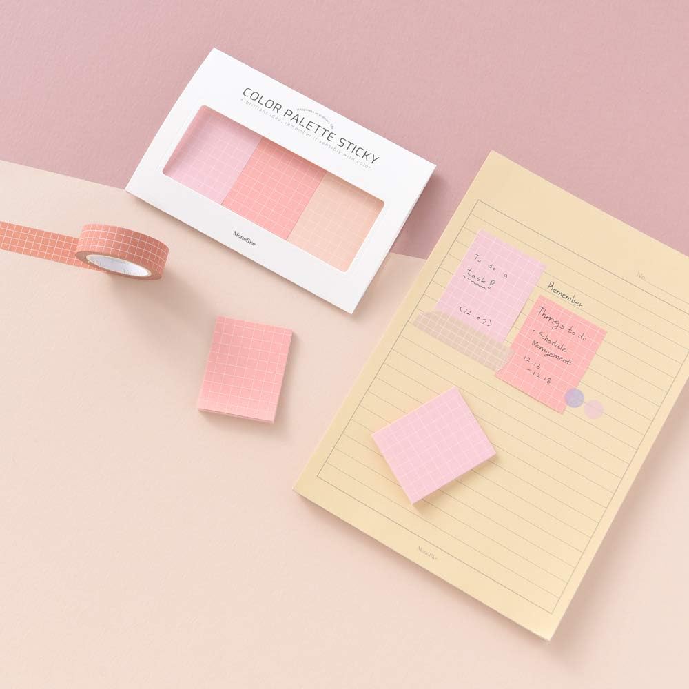 Monolike Color Palette Sticky Grid 300 C Set 4p - Self-Adhesive Memo Pad 30 Sheets