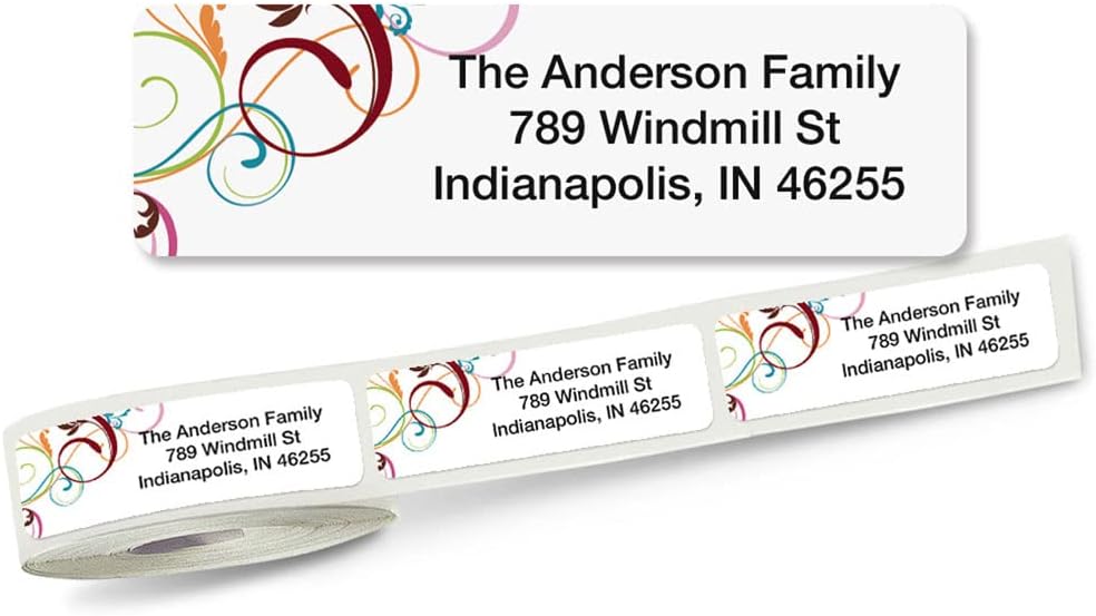 Colorful Images Fantasia Rolled Personalized Return Address Mailing Labels with Dispenser, Customize with Name & Shipping Address, 500 ¾” x 2½” Self Adhesive, Easy Peel Label Roll