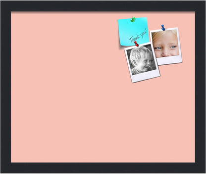 PinPix 17x14 Inch Cork Bulletin Board. This Decorative Framed Pin Board Comes with Pink Pastel Design and a Satin Black Frame. Ideal for Home Office Decor or Message Board (PinPix-1813)