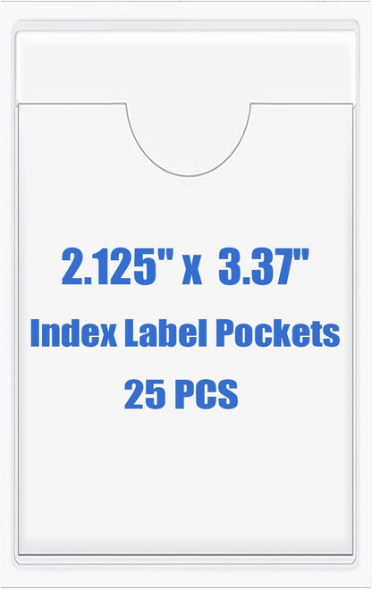 Origin-Joy 25 PCS Self-Adhesive Index Label Pockets, Clear Plastic Peel & Stick Card Holders with Top Open for Loading (2.125 x 3.37 inch - Bank Cards Exclusive)