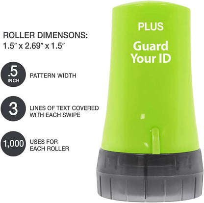 Guard Your ID Advanced 2.0 Roller 3-Pack for Identity Theft Protection, Confidential Security Stamp Mixed Color Kit (Turquoise, Green, White)