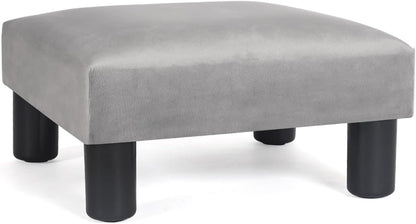 Joveco 15'' Small Foot Rest Stool Ottoman- Upholstered Footstool and Ottomans Small Footrest for High Beds- Lightweight and Portable, Light Gray