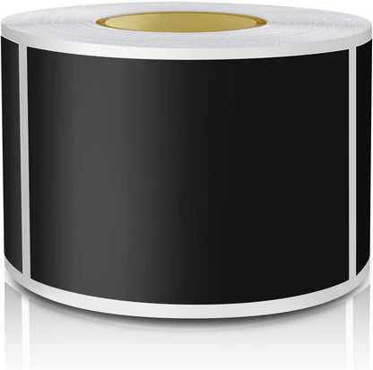 Black Rectangle Sticker Labels 3×2 Inch Vinyl Stickers Color Coding Name Tags Roll Removable Waterproof 300 per Dispenser Box