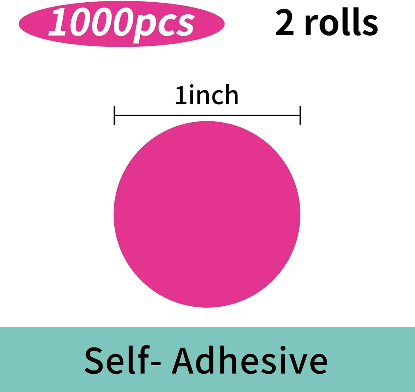 STARLIBOO Colored Dot Stickers, 1 Inch Pink Circle Color Code Label, Waterproof Garage Sale Stickers, Yard Sale Price Labels (2 Rolls, 1000Pcs)
