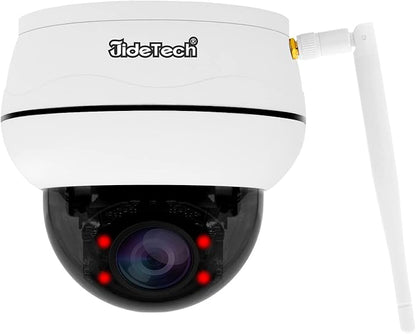 JideTech [Update] 5MP PTZ WiFi Camera Outdoor, 5X Zoom IP Dome Camera with Auto-Tracking, Human/Motion Detection, 2-Way Audio, 128G SD Card Slot, Night Vision, IP66 Waterproof