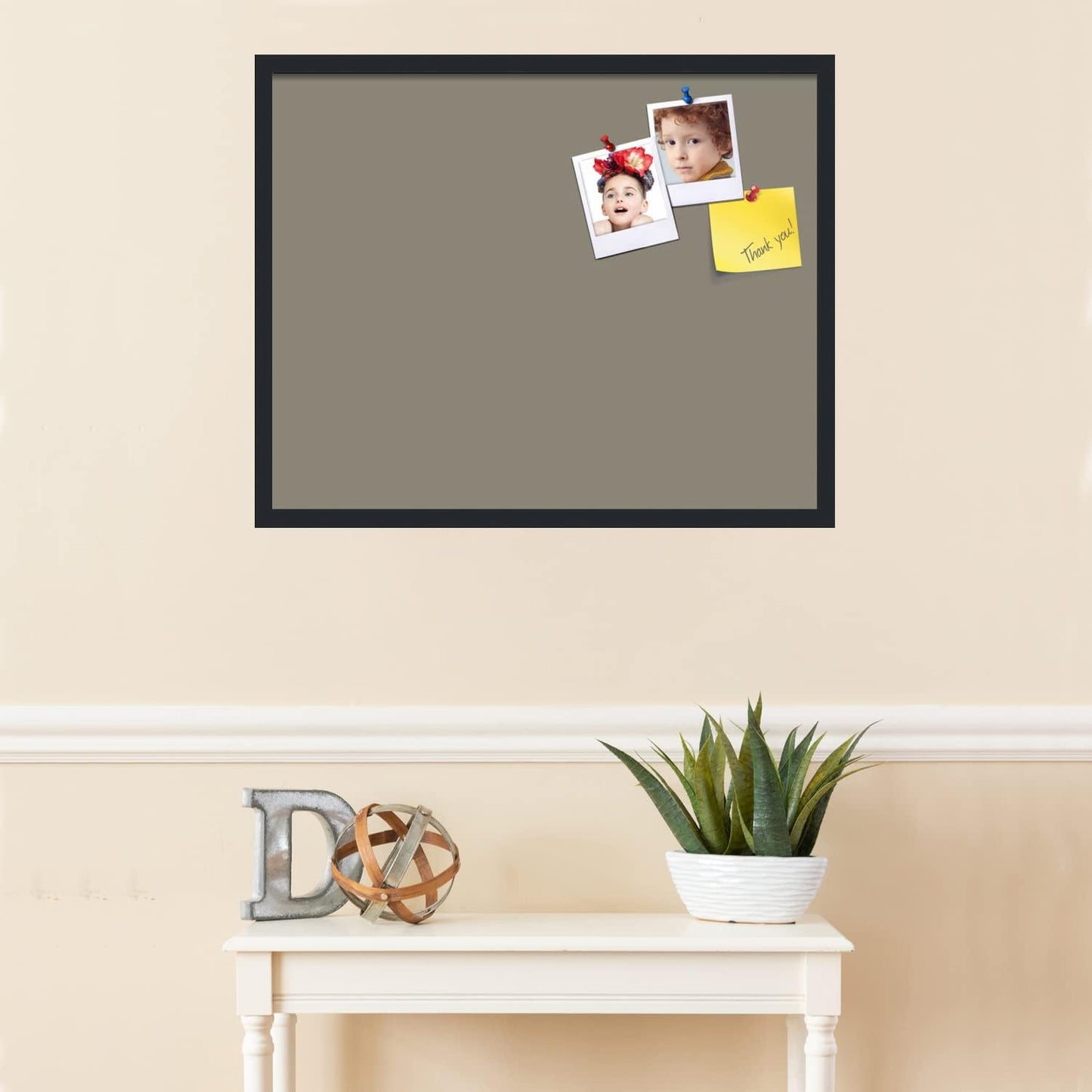 PinPix 30x24 Inch Cork Bulletin Board. This Decorative Framed Pin Board Comes with Pewter Design and a Satin Black Frame. Ideal for Home Office Decor or Message Board (PinPix-1812)