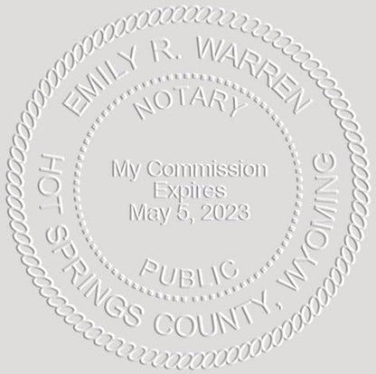 MaxMark Notary Seal Round Pink Embosser for Wyoming State - Includes Gold Burst Seal Labels (50 Count)