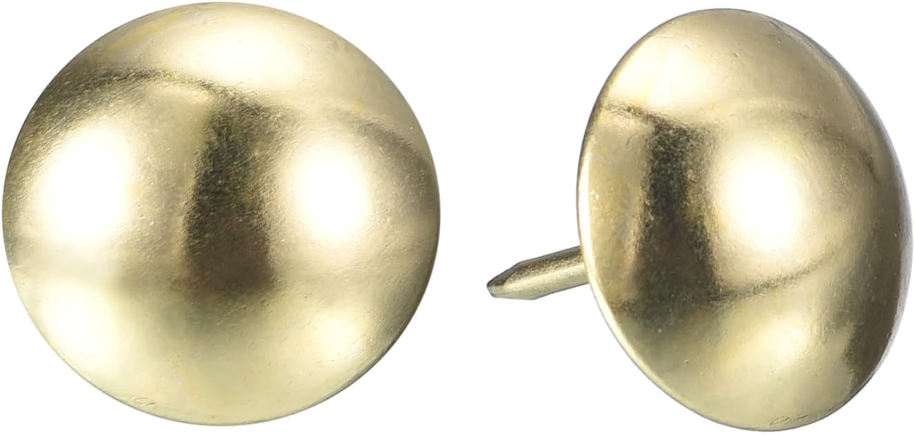 uxcell Upholstery Tacks Nail Pins Furniture, 100Pcs 19x23mm Thumb Tack Pins Assortment Kit Carbon Steel for Home Sofa DIY Decorative Nail Heads Nails, Gold