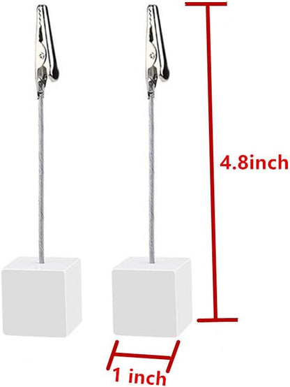 10pcs Table Number Holder Name Place Card Holder Memo Clip Holder Stand Note Holder Pictures Card Paper Menu Clip (Pure White)