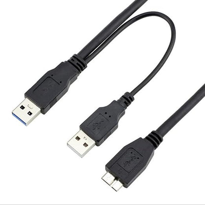 USB 3.0 Dual Power Y Shape 2 X Type a to Micro B high Speed Upto 5 Gbps Data Transfer Cable, Micro USB 3.0 to USB Splitter Cable (USB Y-Cable, USB Y Cable) 20 Inches for External Hard Drives