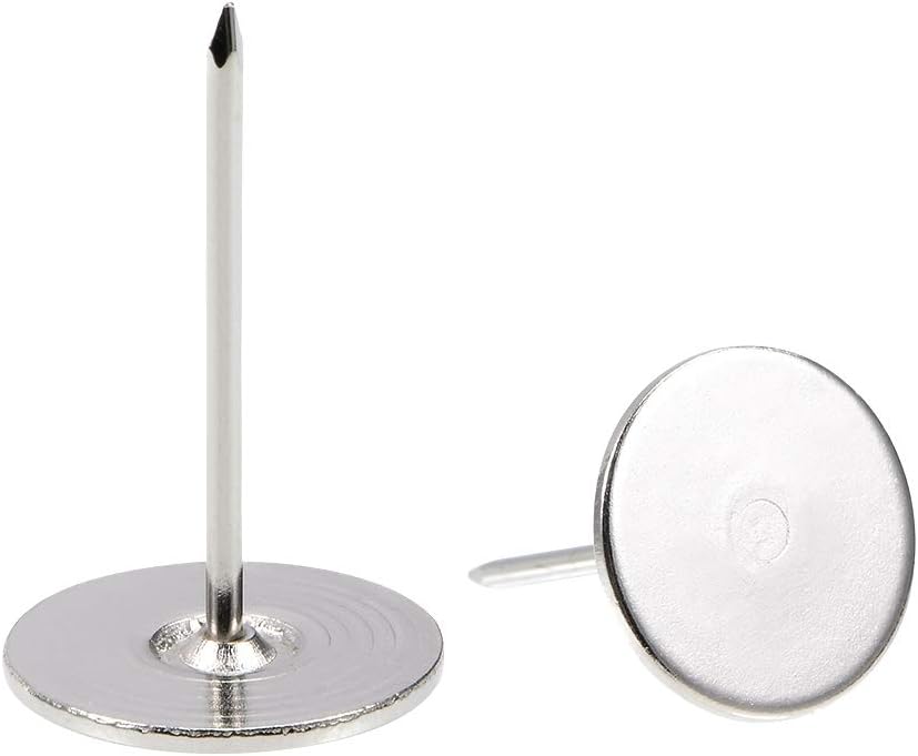 uxcell Upholstery Nails Tacks 19mmx30mm Flat Head Furniture Nails Silver Tone for Furniture Sofa Headboards, 100 Pcs