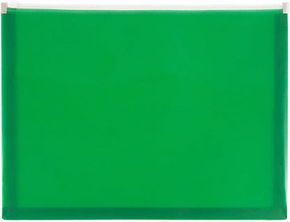 JAM PAPER Plastic Envelopes with Zip Closure - Letter Booklet - 9 3/4 x 13 - Green - 12/Pack