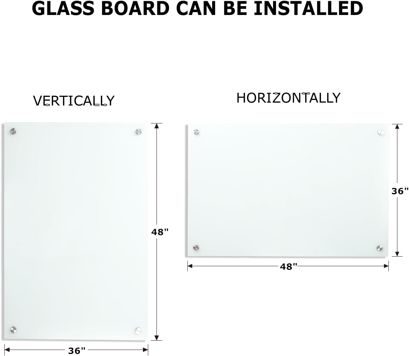 Glass Whiteboard Magnetic Dry Erase White Board 4'x 3' Framless White Surface