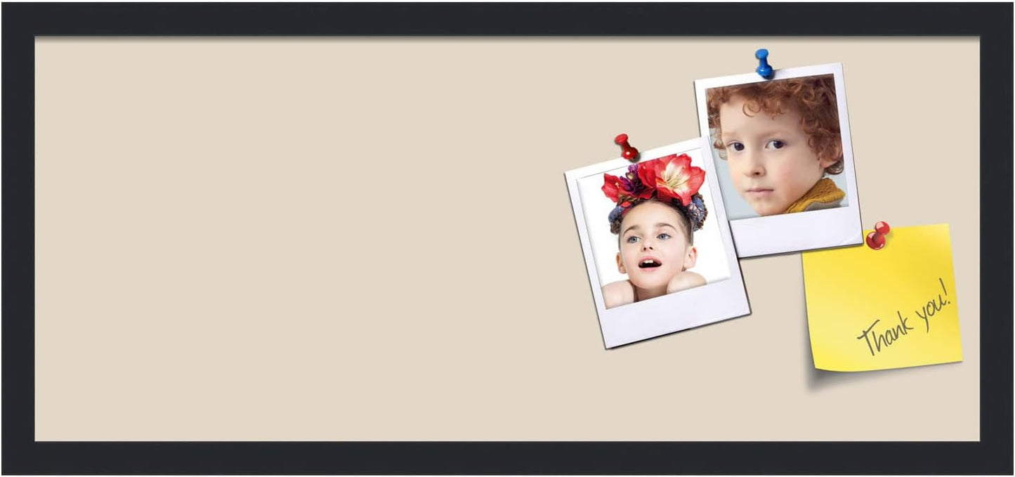 PinPix 28x12 Inch Cork Bulletin Board. This Decorative Framed Pin Board Comes with Desert Pastel Design and a Satin Black Frame. Ideal for Home Office Decor or Message Board (PinPix-1815)