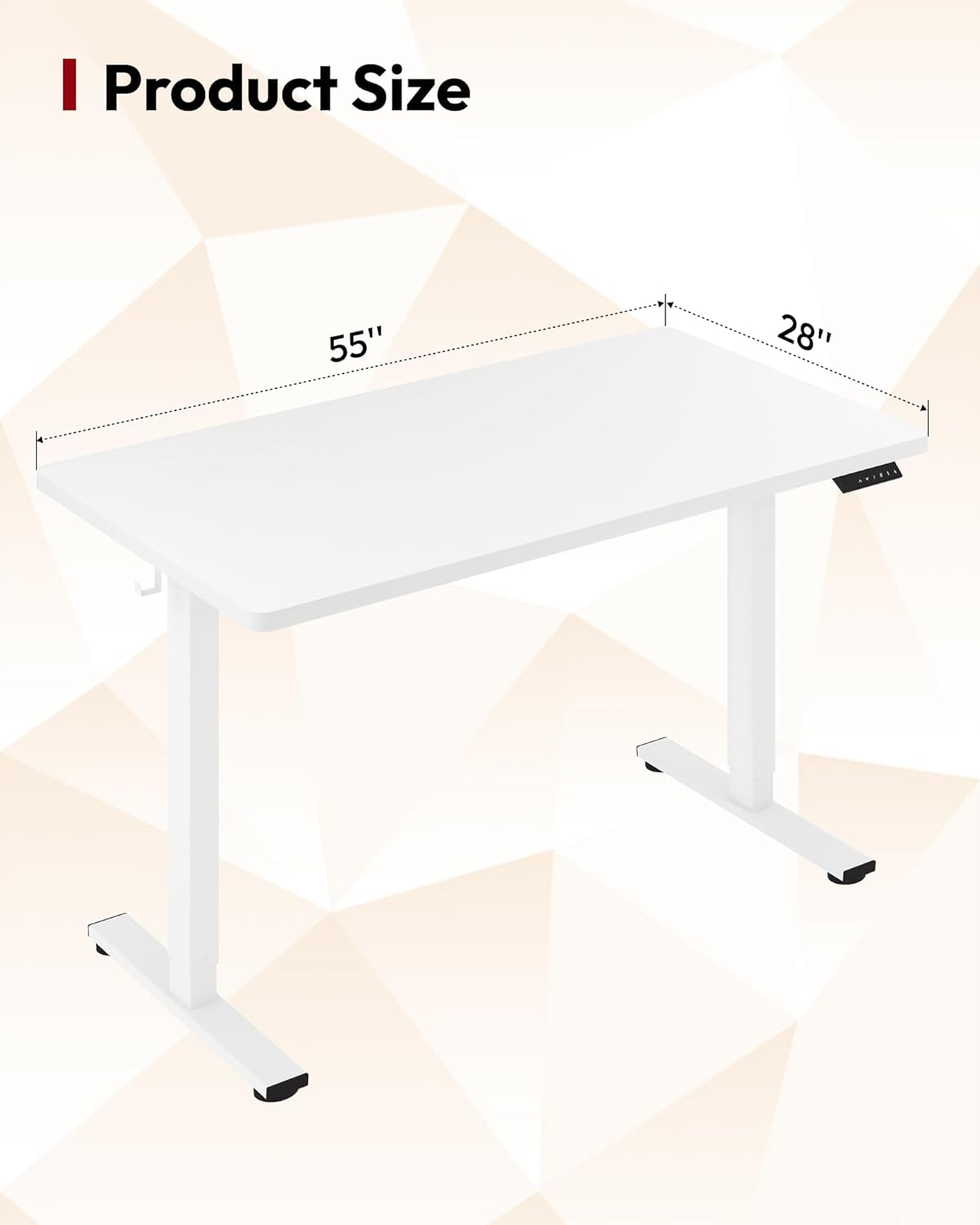 SANODESK Electric Standing Desk 55 x 28 Inches Whole-Piece Desktop Height Adjustable Stand Up Desk w/6-Button Controller Ergonomic Computer Desk for Home Office, White Frame + White Tabletop