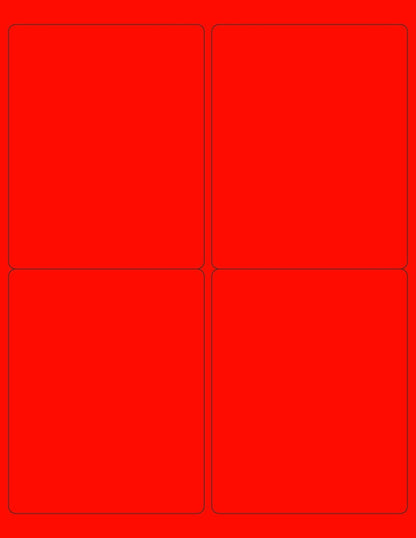 8-1/2 x 11" Neon Color High Light Fluorescent Labels for Laser & Inkjet Printer (Red Fluorescent, 4 x 5" - 4 Per Page | 100 Labels)