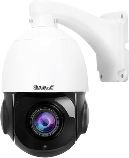 JideTech 200X Hybrid Zoom 4K 8MP Outdoor PTZ IP PoE Security Camera, Auto Tracking Dome Surveillance Camera, Human/Vehicle Detection, 492ft IR Night Vision, Two-Way Talk, IP66, for RTMP,Blue Iris