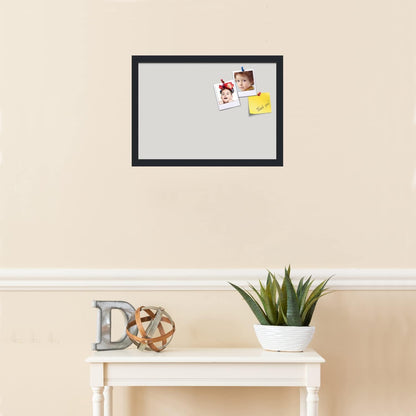 PinPix 20x14 Inch Cork Bulletin Board. This Decorative Framed Pin Board Comes with Light Stone Design and a Satin Black Frame. Ideal for Home Office Decor or Message Board (PinPix-1809)