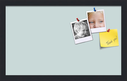 PinPix 20x12 Inch Cork Bulletin Board. This Decorative Framed Pin Board Comes with Soft Blue Design and a Satin Black Frame. Ideal for Home Office Decor or Message Board (PinPix-1814)