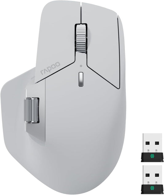 Rapoo MT760 PRO Wireless Mouse, NearLink + Bluetooth 5.0 Multi-Device, 12K DPI, 2K Polling, Ergo for Work & Gaming, 11 Programmable Buttons, On-Board Memory, Quiet Clicks, USB-C, 120 Days Battery Life