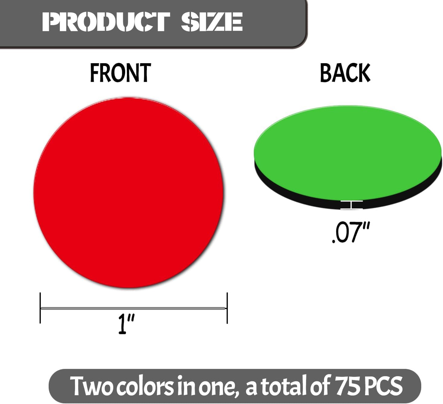 75 Pcs 1” Double-Sided Red Green Magnets, Flip Over Colored Magnetic Dots for Whiteboard, Refrigerator, Office (75, Red/Green-Colors)