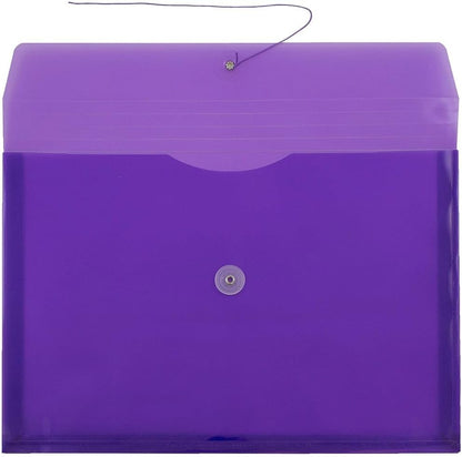 JAM PAPER Plastic Envelopes with Button & String Tie Closure - Legal Booklet - 9 3/4 x 14 1/2 - Purple - 3/Pack