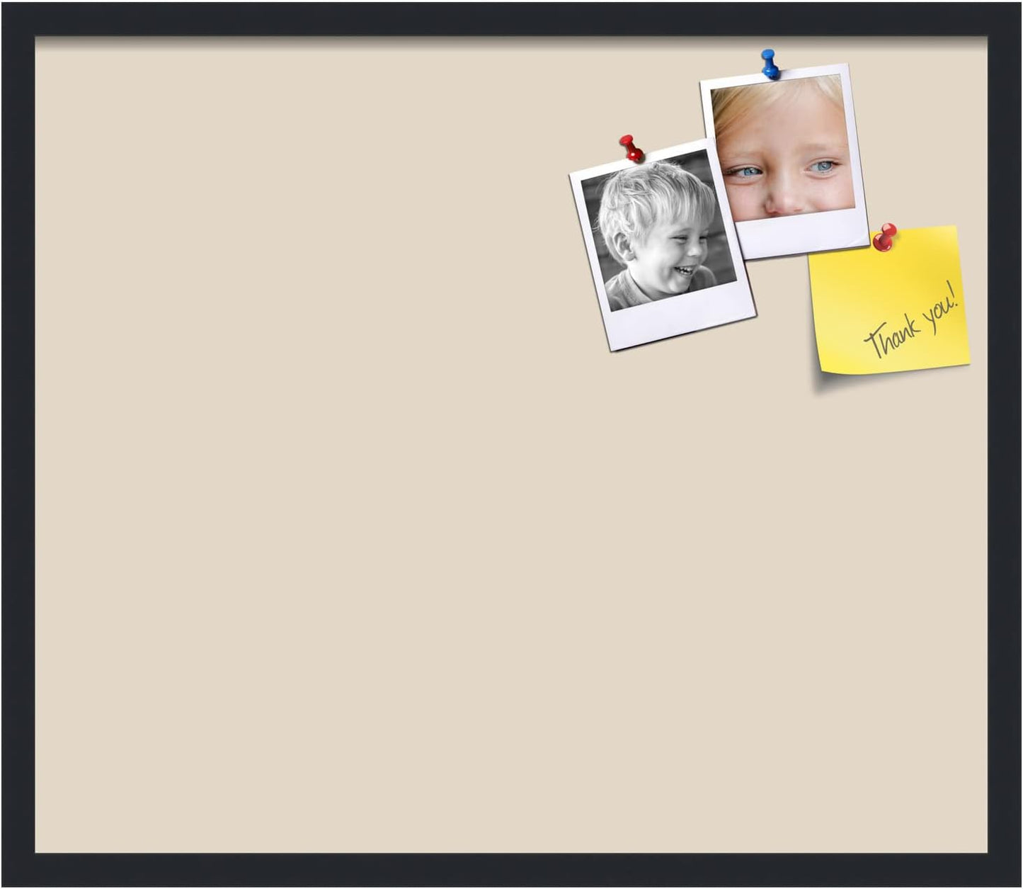 PinPix 28x24 Inch Cork Bulletin Board. This Decorative Framed Pin Board Comes with Desert Pastel Design and a Satin Black Frame. Ideal for Home Office Decor or Message Board (PinPix-1815)