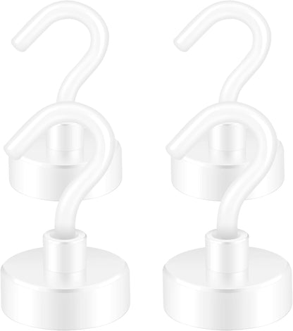Neosmuk Magnetic Hooks,Heavy Duty Earth Magnets with Hook for Refrigerator, Extra Strong Cruise Hook for Hanging, Magnetic Hanger for Cabins, Grill (Creamy White, Pack of 4)