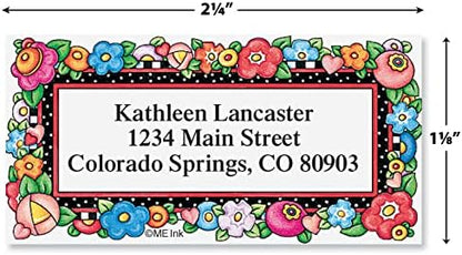 Colorful Images Mary’s Blossoms Floral Return Address Mailing Labels, Personalize with Name & Address, Set of 144 Self Adhesive, Easy Peel Flat Label Sheets, Large, 4 Designs