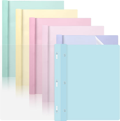 6 PCS Pastel Plastic Report Covers with 3 Prongs Clear Front Presentation Folders 3 Prong Folders for Resume Portfolio Document Report Letter Proposal School Classroom Office Supplies (Pastel)