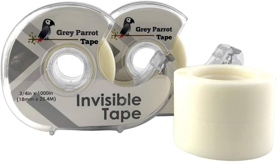 Greyparrot Office Tape Clear Refill Rolls + Dispenser(8 Pack),(3/4” X 1000in/pack). for Craft Jobs, Gift Wrapping, Office Work Glossy Finish, Refillable (8000 inch/Total(Matte)