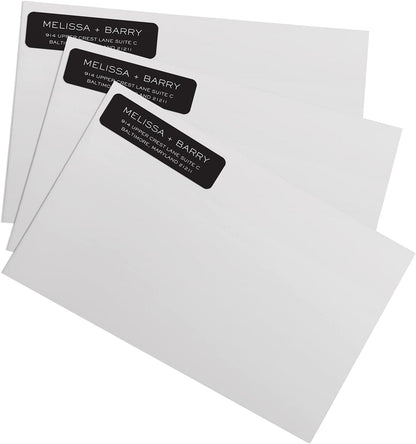 Striking Black Modern Rolled Address Labels/Roll of 500 Personalized Address Labels/Designer Return Address Stickers in Elegant Plastic Dispenser