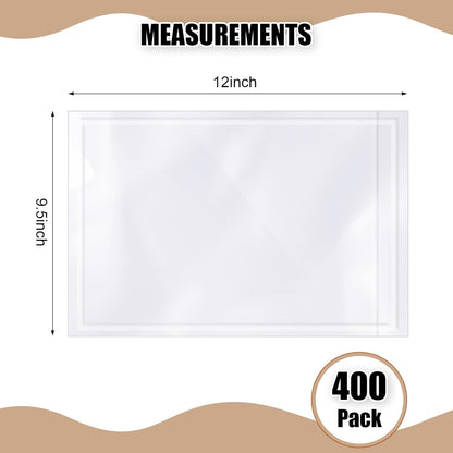 Cholemy 400 Pcs 9.5 x 12 in Clear Packing List Envelopes Shipping Pouches Mailing Shipping Label Sleeves Clear Adhesive Pockets Protectors Slip Envelope Pouches Holders Cover Enclosed Bag for Packing