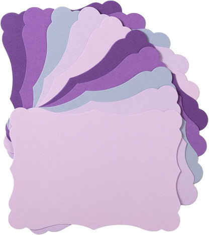 50 Pack Blank Kraft Cards Cardstock Thick Paper Brown Greeting Cards for DIY Gift Card Menus, Baby Shower and Wedding Invitations (Purple, 5 Colors, 5x7IN)