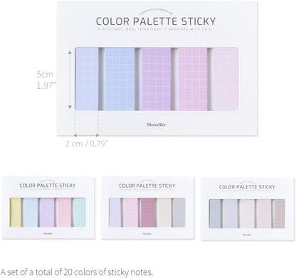 Monolike Color Palette Sticky Grid 500 B Set 4p - Self-Adhesive Memo Pad 30 Sheets