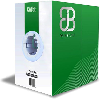 Dripstone CAT5e Ethernet Cable 1000ft – 24AWG Solid CCA UTP Unshielded CAT 5e, High Speed LAN Network, RJ45 Cable, Easy Pull Box Ethernet Cord (Green)