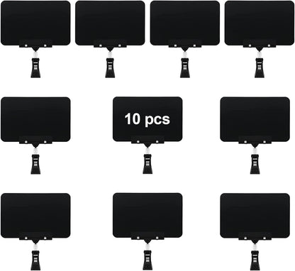 10 Pack Double Head Display Clips Rotating Reuse Sign Price Tag Merchandise Sign Display Clip Holder, Mini Plastic Chalkboard Sign with Clip for Business, Party, Office, Exhibition (Black)